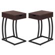 Home Square 1 Drawer End Table with Charging Ports in Cappuccino - Set of 2