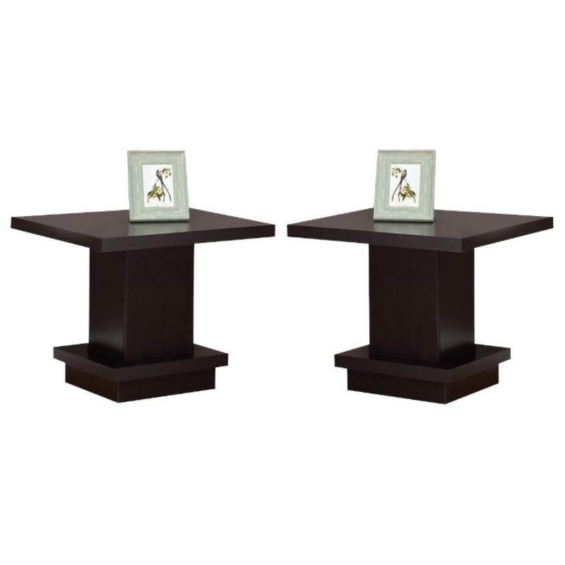 Home Square Square Pedestal End Table in Cappuccino - Set of 2
