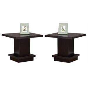 Home Square Square Pedestal End Table in Cappuccino - Set of 2
