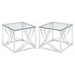 Home Square Contemporary Square Glass Top End Table in Chrome - Set of 2