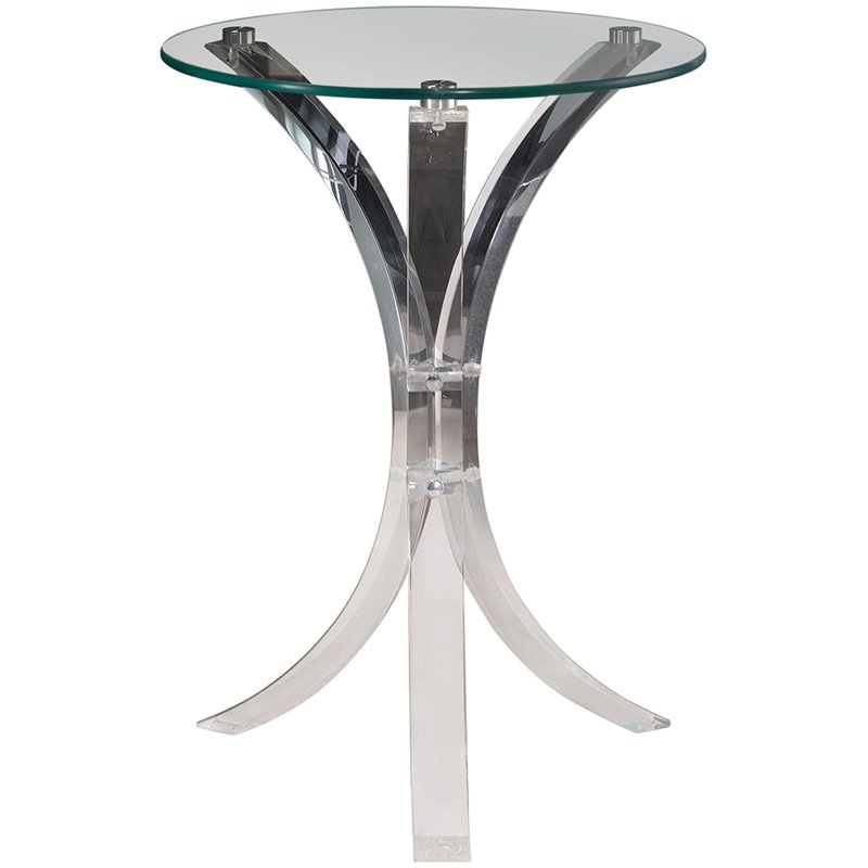 Home Square Round Glass Top End Table in Clear Finish - Set of 2