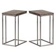 Home Square Expandable End Table in Weathered Gray and Black Nickel - Set of 2