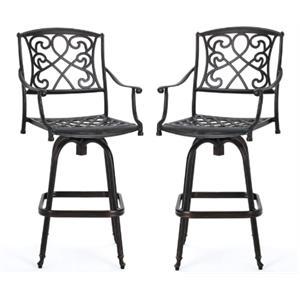 home square cast aluminum barstool in shiny copper - set of 2