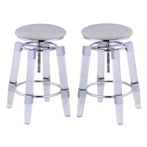 Home Square 30&quot Adjustable Stool with Upholstered Seat in Gray - Set of 2