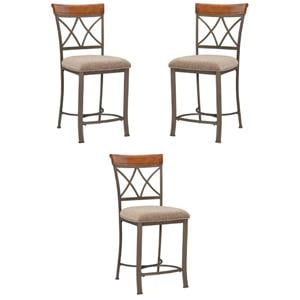 Home Square 24&quot Metal Counter Stool in Pewter Finish - Set of 3