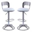 Home Square Oval Faux Leather Adjustable Height Stool in White - Set of 2