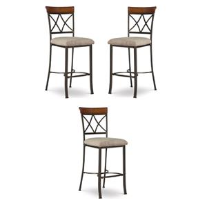 Home Square 29&quot Metal Bar Height Stool in Pewter Finish - Set of 3