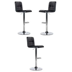 Home Square 24&quot-32&quot Adjustable Metal Barstool in Black - Set of 3