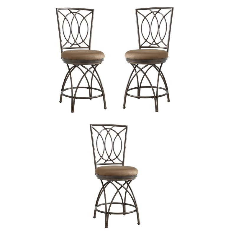 Home Square 24" Big and Tall Metal Cross Legs Counter Stool in Bronze Set of 3 Cymax Business