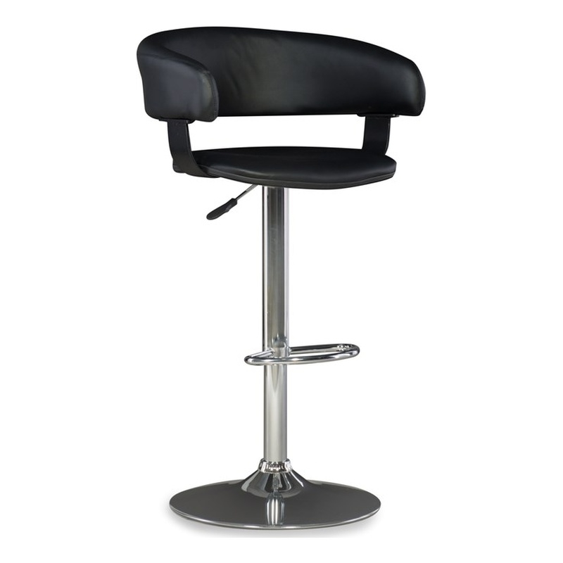 Home Square Curved Back Metal Adjustable Barstool in Black - Set of 3