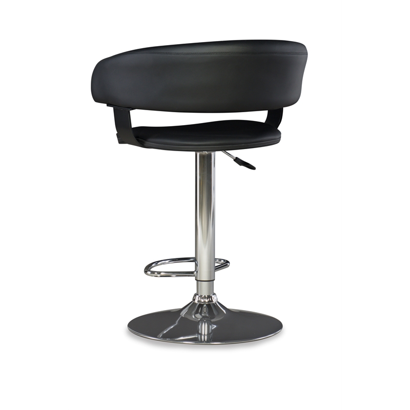 Home Square Curved Back Metal Adjustable Barstool in Black - Set of 3