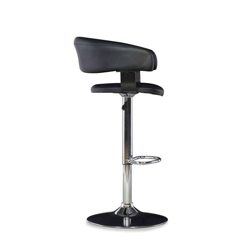 Home Square Curved Back Metal Adjustable Barstool in Black - Set of 3