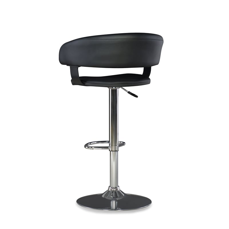 Home Square Curved Back Metal Adjustable Barstool in Black - Set of 3