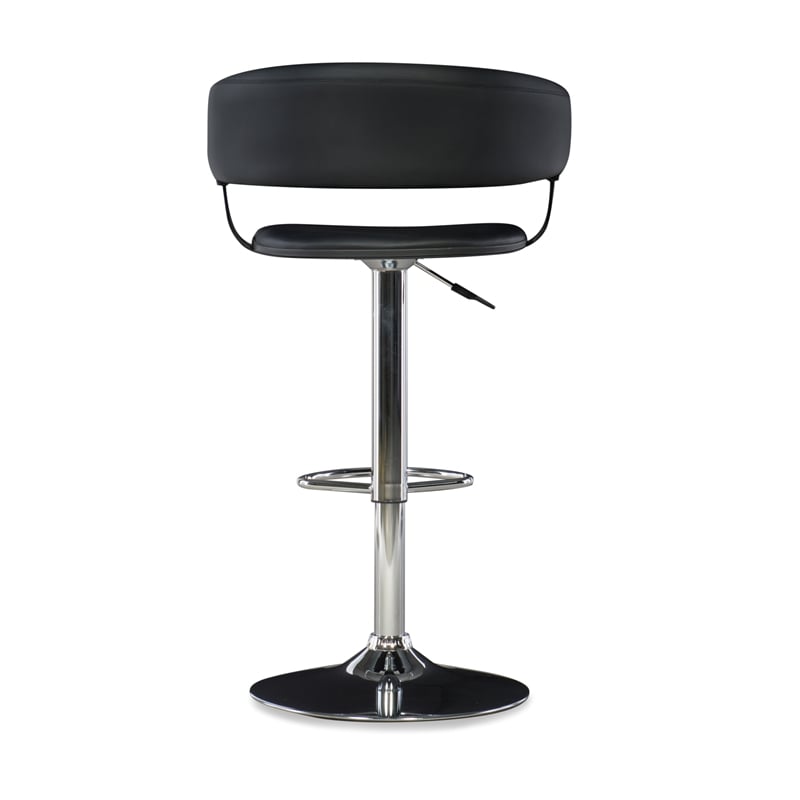 Home Square Curved Back Metal Adjustable Barstool in Black - Set of 3