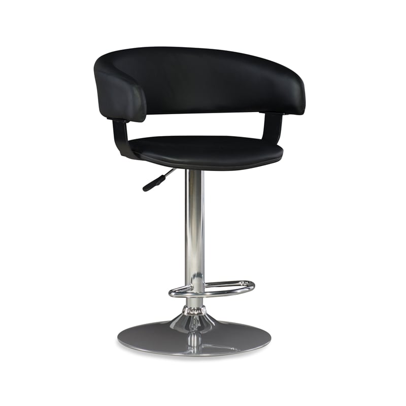 Home Square Curved Back Metal Adjustable Barstool in Black - Set of 3