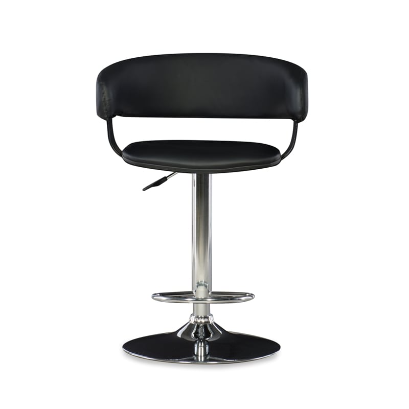 Home Square Curved Back Metal Adjustable Barstool in Black - Set of 3