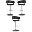 Home Square Curved Back Metal Adjustable Barstool in Black - Set of 3
