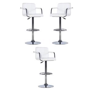 home square quilted back metal swivel bar stool in chrome and white