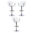 Home Square Quilted Back Metal Swivel Bar Stool in Chrome and White - Set of 3