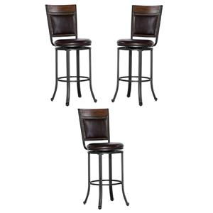 Home Square 30&quot Metal Swivel Bar Stool in Rustic Umber Brown - Set of 3