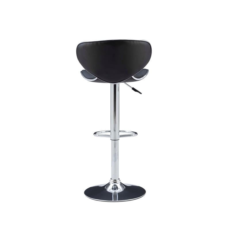 Home Square Rounded Back Metal Adjustable Barstool in Black - Set of 3