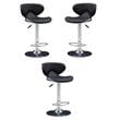 Home Square Rounded Back Metal Adjustable Barstool in Black - Set of 3