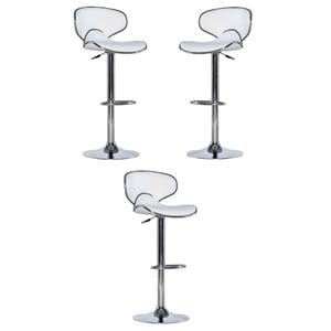 Home Square Rounded Back Metal Adjustable Barstool in White - Set of 3