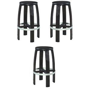 Home Square 29.5&quot Wood and Metal Bar Stool in Rustic Dark Brown - Set of 3