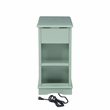 Home Square Butler Wood Accent Table with USB in Aqua Blue - Set of 2