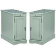 Home Square Butler Wood Accent Table with USB in Aqua Blue - Set of 2