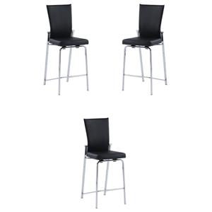 Home Square 42&quot Motion Back Metal Counter Stool in Black & Chrome - Set of 3