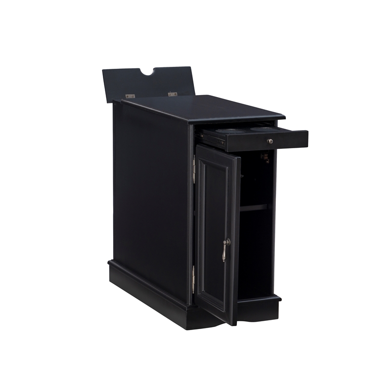 Home Square Butler Wood Accent Table with USB in Black - Set of 2
