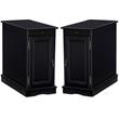 Home Square Butler Wood Accent Table with USB in Black - Set of 2