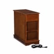 Home Square Wood Accent Table with USB in Hazelnut Brown - Set of 2