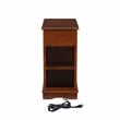 Home Square Wood Accent Table with USB in Hazelnut Brown - Set of 2