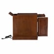 Home Square Wood Accent Table with USB in Hazelnut Brown - Set of 2