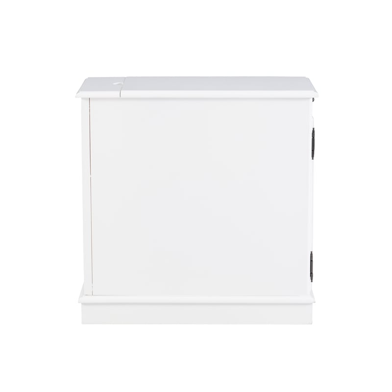 Home Square Wood Accent Table with USB in White Finish - Set of 2