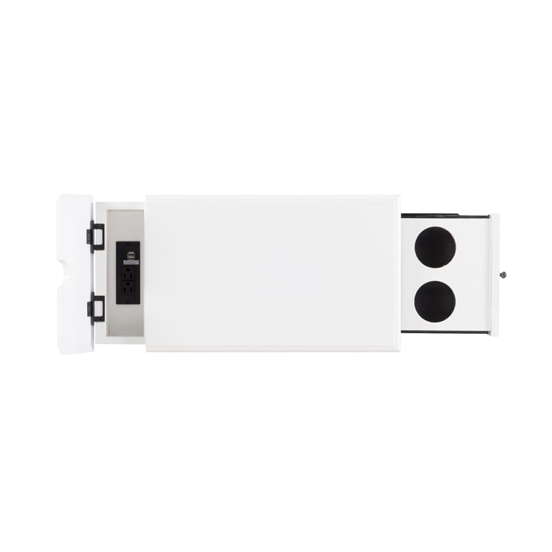 Home Square Wood Accent Table with USB in White Finish - Set of 2