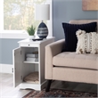 Home Square Wood Accent Table with USB in White Finish - Set of 2