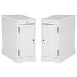 Home Square Wood Accent Table with USB in White Finish - Set of 2