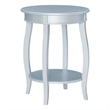 Home Square Round Wood End Table with Shelf in Silver - Set of 2