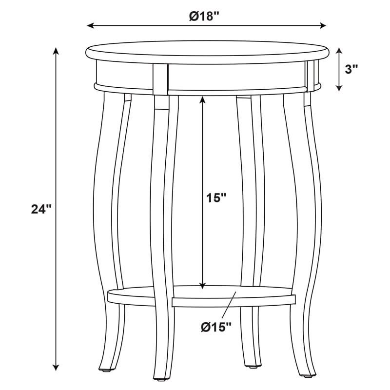Home Square Round Wood End Table with Shelf in Silver - Set of 2