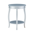 Home Square Round Wood End Table with Shelf in Silver - Set of 2