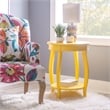 Home Square Round Wood End Table with Shelf in Yellow - Set of 2