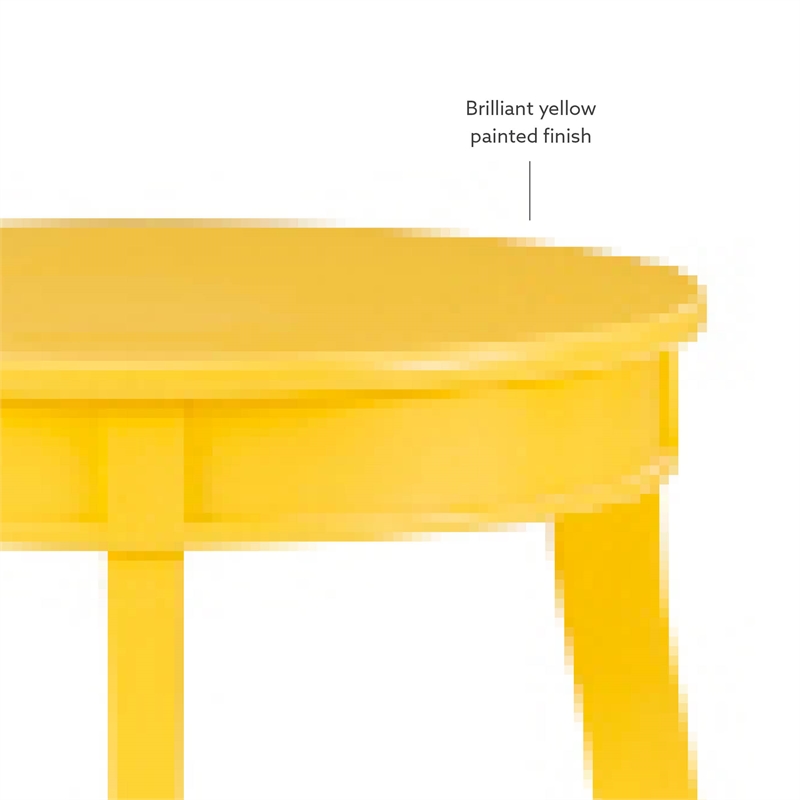 Home Square Round Wood End Table with Shelf in Yellow - Set of 2