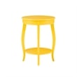 Home Square Round Wood End Table with Shelf in Yellow - Set of 2