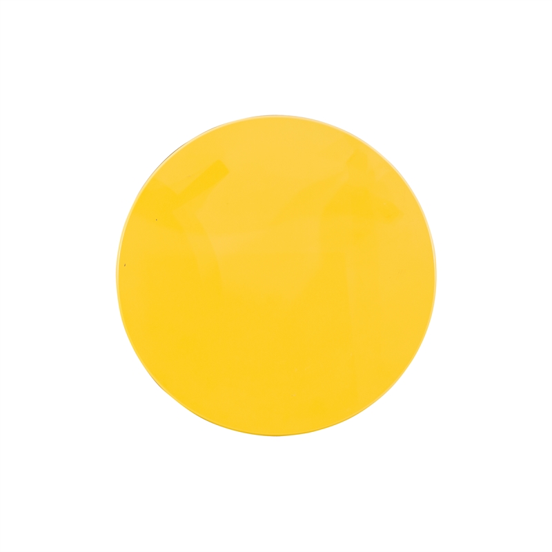 Home Square Round Wood End Table with Shelf in Yellow - Set of 2