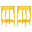 Home Square Round Wood End Table with Shelf in Yellow - Set of 2