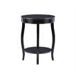 Home Square Round Wood End Table with Shelf in Black - Set of 2