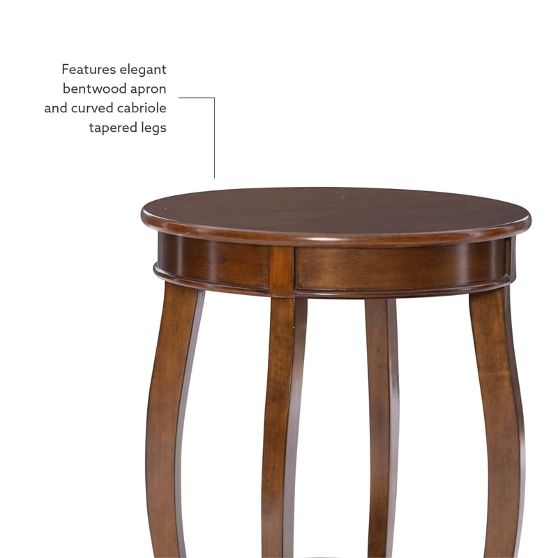 Home Square Round Wood End Table with Shelf in Hazelnut Brown - Set of 2